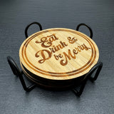 Bamboo Coaster Set with Holder